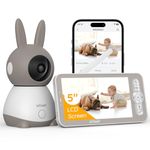 ieGeek 2K Baby Monitor (Moniteur Bébé), 360° AI & Cry Detection Video Baby Monitor Camera w/ 5" Wireless Display, Mobile APP Control & Non WiFi LCD Monitor,2 Way Audio, Temperature,Lullabies