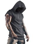 Men's Tank Tops Sleeveless Gym Hoodie Workout Sports Hooded Vest Muscle Bodybuilding Gym Shirts Dark Grey S