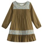 Richie House Girls' Dress with Matching Floral Print RH0722-B-3/4 Olive