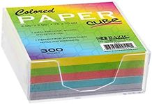 BAZIC Color Paper Cube w/Durable Tray, 3" X 3" 300 Count/Pack, Mini Memo Papers Pads Note Paper Reminders (Non Sticky), Assorted Colors, 1-Pack