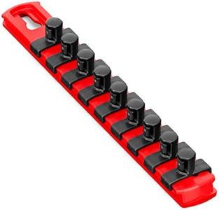 Ernst Manufacturing 8-Inch Socket Organizer with 9 3/8-Inch Twist Lock Clips, Red