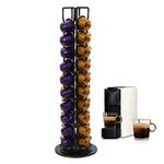 Coffee Pod Holder for Nespresso OriginalLine, Coffee Pod Storage Organizer, 360 Degree Rotatable Coffee Capsules Carousel for 40 Nespresso Pods, Home Countertop Coffee Station Organizer, Black