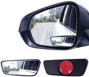 Livtee Framed Rectangular Blind Spot Mirror, HD Glass and ABS Housing Convex Wide Angle Rearview Mirror with Adjustable Stick for Universal Car (2 pcs)