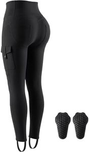 Oumurs Women's Motorcycle Pants, Booty Lifting Yoga Leggings with CE2 Certified Removable Knee Pads & Cargo Pockets for Riding - Black