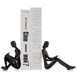 Sziqiqi Book Ends for Shelves Docorative - Cast Iron Bookends for Heavy Books Reading Couple Bookshelf Decorative Objects Metal Modern Statue Book Stoppers Sculpture Gift for Readers Book Lovers Nerd