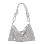 Crossbody Bag For Women Silver, Evening Handbag Sparkly Rhinestone Purses Diamante Clutch Bag For Party Bridal Night