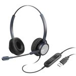 Wired PC Headset with Noise Canceling Microphone, Office Call Center Headphones USB-A with Mic Mute for Mac Laptop Skype Teams Zoom Conference Dictation Webinar WebEx Softphone Telework