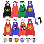 Kids Costumes 4PCS Reversible Superhero Capes 8PCS Masks 6PCS Wristbands for Boys & Girls Dress Up Party Favors