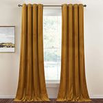 StangH Mustard Gold Curtains Velvet - Blackout Room Darkening Thermal Insulated Bedroom Curtains Soft Heavy Thick Sliding Door Panels for Living Room, W52 x L90 Each Panel, 2 Panels