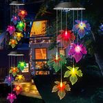 Toodour Solar Wind Chimes, Color Changing Wind Chimes Maple Leaf, LED Mobile Wind Chimes, Waterproof Outdoor Wind Chime Lights for Garden, Patio, Party, Window, Thanksgiving