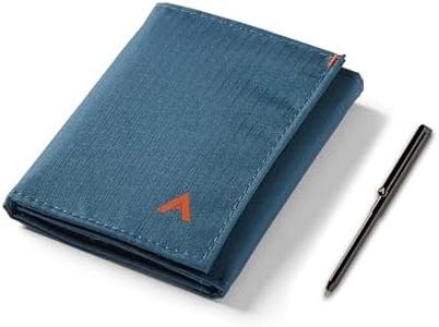 Allett Trifold Wallet & Pen Bundle | Indigo Blue, Nylon, RFID Blocking | Slim, Minimalist & Water Resistant | Holds 2-12 Cards, Flat Bills, Receipts & Coins | Stainless Steel Pen