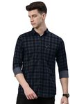 Majestic Man Men Small Checkered Slim Fit Cotton Casual Shirt (Medium, Charcoal Grey)