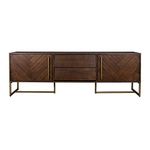 INMARWAR Wooden Entertainment Tv Unit for Living Room, Drawing Room & Bedroom, 2 Drawers & 2 Doors Cabinet Storage, Mango Wood & Carbon Steel, Brown