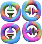 Squeeze Fidget Toys for Kids, Adults by Fenrici, 4 Pack, Snapping Popper for Sensory Stress Relief, Hand Grip for Occupational Therapy, Alternative to Stress Ball, Rainbow, Multi-Color - 4 Pack