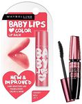 Maybelline New York Baby Lips Glossy Lip Balm, Cherry Kiss, 4G And New York Hypercurl Mascara Waterproof, Black, 9.2Ml