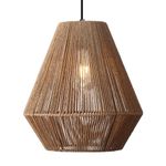 PINDODO Woven Pendant Light,11.8 Inch Boho Chandelier Handwoven Rattan Basket Shade, Large Brown Pendant Lights Farmhouse Coastal Ceiling Hanging Lamp for Kitchen Dining Room Living Room Hallway