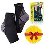 Brand: LANGOV Langov Plantar Fasciitis Support Brace (Pair) â€“ Compression Nano Socks for Men & Women - Wrap for The Ankle, Foot, Arch & Heel, Sleeve Relieves Pain, Neuropathy (Black, Large)