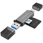 SABRENT Micro SD Card Reader USB C, USB 3.0 & USB-C OTG Adapter for SDXC, SDHC, MicroSD, TF, MMC - Universal Multi-Port Memory Card Reader for PC, Mac, Android, iPad, Tablets (CR-BCA2)