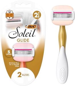 BIC Soleil Glide Disposable Razors for Women, 5 Blades With Shea Butter Moisture Strip For a Smooth Glide, 2 Piece Razor Set