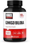 FORCE FACTOR Ginkgo Biloba 120mg, Brain Health Supplement for Adults, Maximum Strength Ginko Brain Support and Cognitive Supplement, Vegan, Non-GMO, 120 Capsules