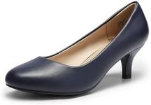 DREAM PAIRS Womens Dress Low Heel Kitten Pump Shoes, Navy Pu - 6.5 (Luvly)