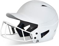 CHAMPRO HX Rise Fastpitch Softball Batting Helmet with Facemask in Solid Color Matte Finish White Medium