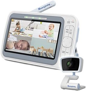 moonybaby Babyphone Moniteur vidéo QuadView 30, à réduction des CEM avec 1 caméra, 5" HD 720p, Pas de WiFi, écran partagé, Vue Quadruple, Audio à Deux Voies