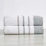 Decorative Bath Sheet Set - Combed Cotton 2 Pack 68x35 Bath Towel Set - Luxurious, Ultra-Soft, Durable Towels for Bathroom Decor (Glacier Grey/Cappuccino)