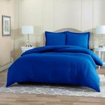 Value Zone Anti-Allergy Plain Duvet Quilt Cover Bedding Set Hotel Quality Luxury Textured Oversized Reversible Quilt UK Sizes Single Double King Super-King (Double, Royal Blue)