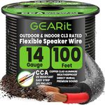 GEARit 2x2.5mm² Speaker Cable, CL3 In-Wall Rated CCA Speaker Wire, 14AWG 2 Core Audio Cable for Home Cinema, Outdoor Direct Burial, Garden Speakers and Car Stereo- 30.48m/100ft, Black