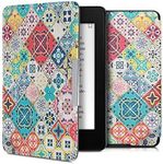 kwmobile Case Compatible with Amazon Kindle Paperwhite Case - eReader Cover - Moroccan Vibes in Multicolor Blue/Red/Light Brown