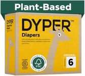 DYPER - Baby Diapers Hypoallergenic Cloth Alternative Day & Overnight Protection - Made with Plant-Based* & Honest Ingredients - Size 6 (108 Count)