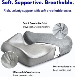 Cushion Lab Pressure Relief Seat Cushion – Memory Foam, Light Grey