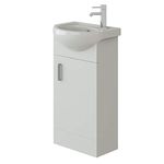 VeeBath Bathroom Cloakroom Vanity Basin Cabinet Unit Free Standing White High Gloss Sink Storage Furniture (Linx Mini)