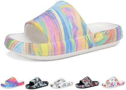 Tormigo Boys and Girls Cloud Slides for Kids – Non-Slip Summer Slippers Lightweight Beach, Pool, and Indoor Shower Sandals Color Spiral Little Kid 12.5-13