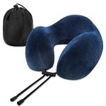 Cloudgree Travel Pillow, Best Memory Foam Neck Pillow Airplane Pillow with Storage Bag Lightweight Traveling Pillow for Sleeping Rest on Airplane, Car, Train and at Office and Home Use (Blue)