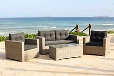 Backyard Furniture Barcelona 4 Seat Rattan Wicker Garden Lounge Set with Cushions and Weatherproof Furniture Cover