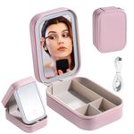 BS-MALL Travel Cosmetic Mirror Case LED Makeup Mirror Storage Case for Makeup Brushes Cosmetic Tools Pink On-the-go Makeup Needs, Pink, Travel