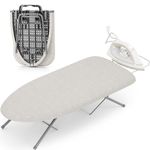 KINGBOARD Tabletop Ironing Board, Small Iron Board with Iron Rest, Folding Iron Board, Extra Thick Cover, Portable Tabletop Ironing Board with Non-Slip Feet, 30x12 Beige