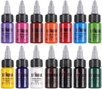 STIGMA Professional Tattoo Ink Color Set 14 Colors with 15 ml 1/2oz per Bottle Tattoo Ink Set for Tattoo Artist and Beginners Tattoo Supplies TI4003-15-14