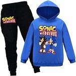 Kids Hoodie Sets Childrens Cotton So-nic Sweatshirt and Pants Boys Girl The Hedge-hog Tracksuit Cute Outfit 2Pcs, Blue, 5-6 Years