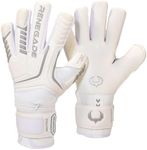 Renegade GK Vulcan Whiteout Goalie Gloves with Fingersaves | 3.5+3mm Hyper Grip & 4mm Duratek | White Soccer Goalkeeper Gloves (Size 6, Youth, Kids, Roll Cut, Level 3)