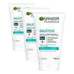 Garnier Pure Active 3in1 Clay Mask-Wash-Scrub 150ml, With Clay, Eucalyptus & Salicylic Acid, Face Cleanser For Oily Skin, Packaging May Vary (Pack of 3)