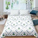 Erosebridal Golf Bedding Set Golf Club Comforter Cover Sport Game Athlete Grass Leaf Branches Bedspread Cover for Men, Decorative 3 Pieces Duvet Cover with 2 Pillow Shams, Queen Size, White