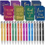 Funrous 32 Pcs Motivational Quote Pens Inspirational Notepads Mini Motivational Journal with Ballpoint Pen Small Notebooks Gift Set for Student Men Women, School Office Home Travel Gift (Simple)