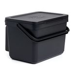 TATAY Kitchen Food Waste Compost Caddy Bin with Holder, 6L Capacity, Polypropylene, Made from 100% Recycled Materials, Black Colour. Measures 26,5 x 20,5 x 18,5 cm (1105615)