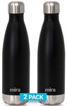 MIRA Brands 2 Pack 17 Oz Cola Shaped Insulated Stainless Steel Water Bottle - Double Walled Vacuum Insulated Thermos Flask - Metal Sports Bottle - Black