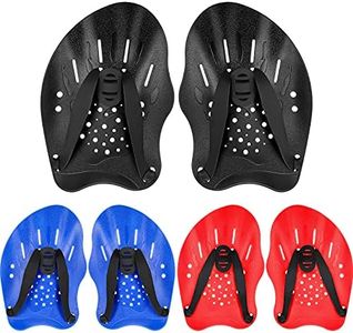 Skylety 3 Pairs Swim Paddle Hand, Swim Training Paddle Adjustable Diving Training Hand Fin Flipper Flat Paddle Swimming Training Aid for Men Women Children (Red, Blue, Black)