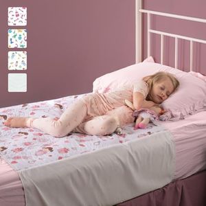 IMPROVIA® Toddler Bed Wetting Pad – 2 Pack 34x36 Waterproof Mattress Protector with Wings – Ultra Absorbent, Fast Drying, Non-Slip Washable Underpad for Kids & Potty Training – Doll Design
