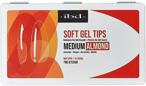 IBD Clear Soft Gel Nail Tips Medium Almond Shape - Pre-Etched, Nail Extensions for Strong Adhesion, Long-Lasting Acrylic Press On Nails, DIY Nail Art, 504 Tips, 1-Pack